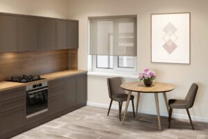 motorised blinds in a beautiful modern kitchen