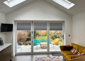Cellular perfect fit blinds in bifold doors.