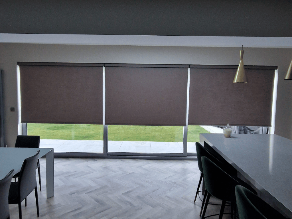 A house fitted with motorised blinds