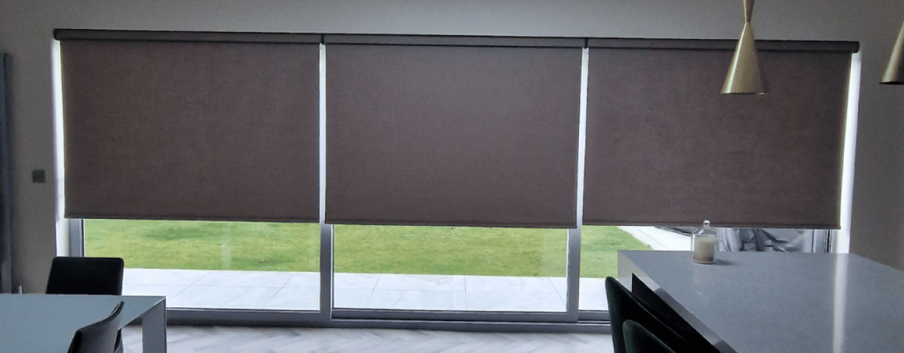 A house fitted with motorised blinds