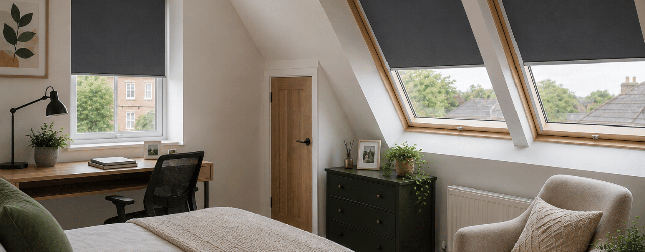 Blinds fitted in a loft room