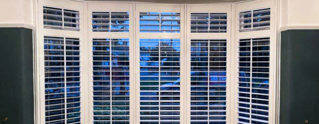 White bay window shutters